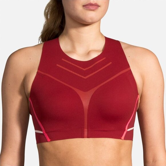 Brooks Dare High Neck Run Sports Bra (check measurements) Medium dark red - Picture 1 of 9